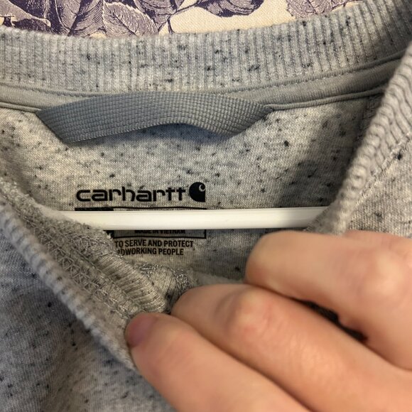 Women's Carhartt Relaxed Fit Midweight Crewneck Block Logo Sleeve Sweatshirt - Picture 4 of 5